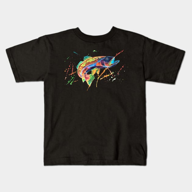 Neon catch Kids T-Shirt by Whettpaint